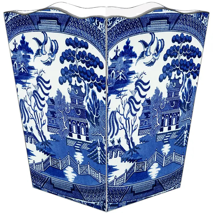 Blue Willow Wastebasket
