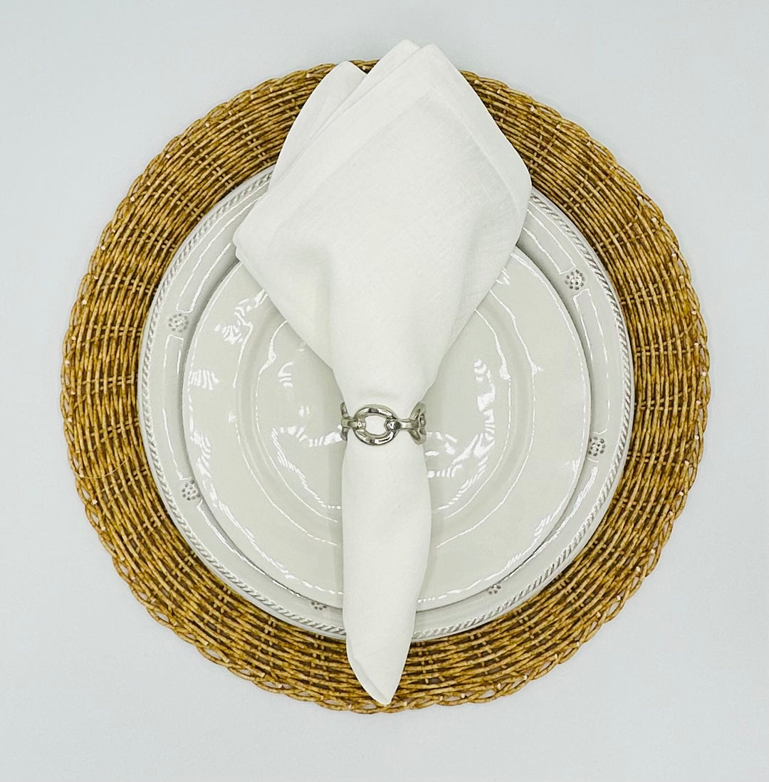 White linen with plain hem