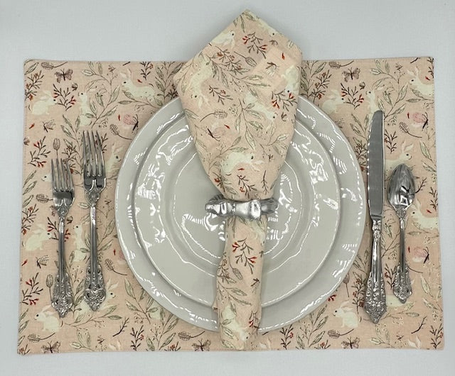 Frolicking Bunny Placemat- Blush