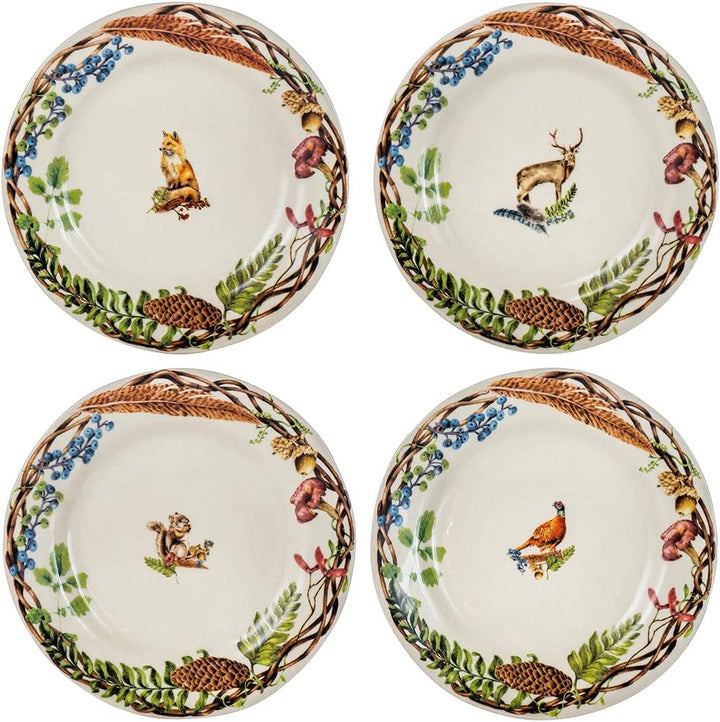 Juliska Forest Walk Salad Plates- 4 assorted animals