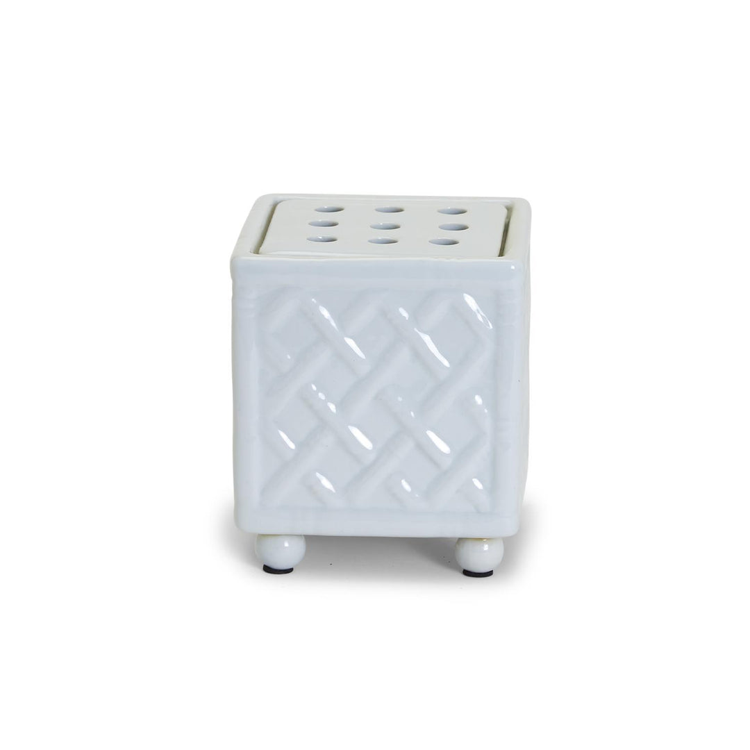 White Ceramic Square Flower Arranger