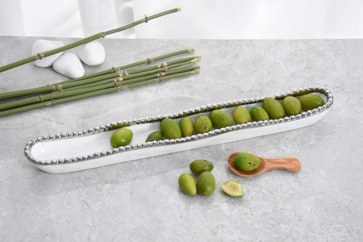 White/Silver Olive Tray