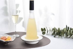 Wine Botte Coaster - White with silver Finish
