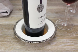 Wine Botte Coaster - White with silver Finish