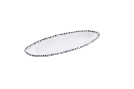 Small Oval Serving Piece - White with silver Finish