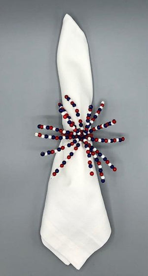 Red, White and Blue Beaded Napkin Ring