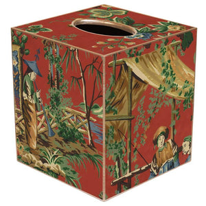 Red Chinoiserie Tissue Box Cover