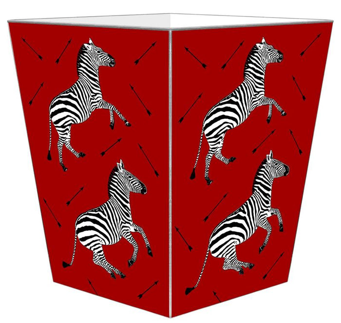 Red Zebra Wastebasket