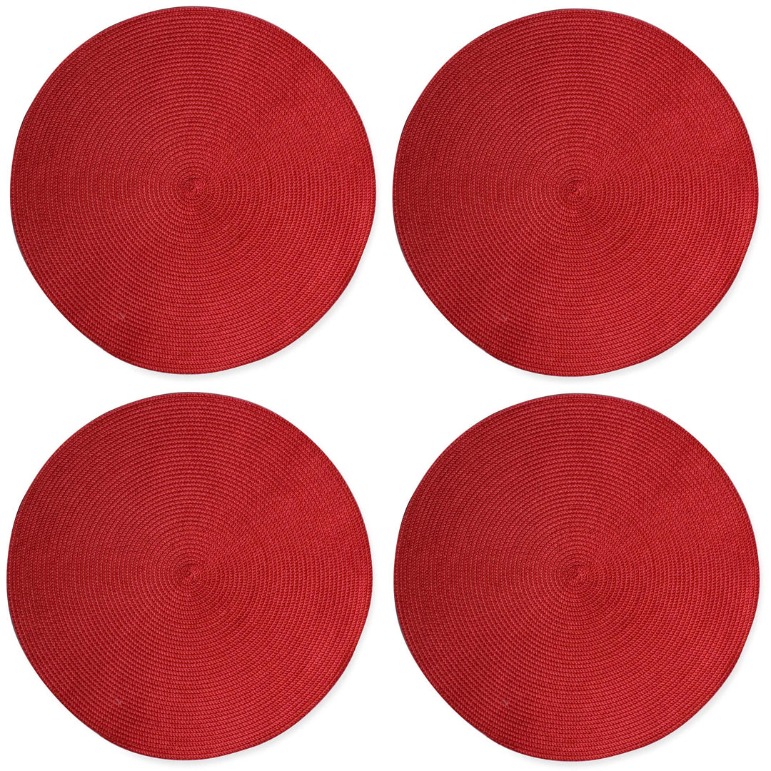 Red Round Woven Placemats - Set of 4