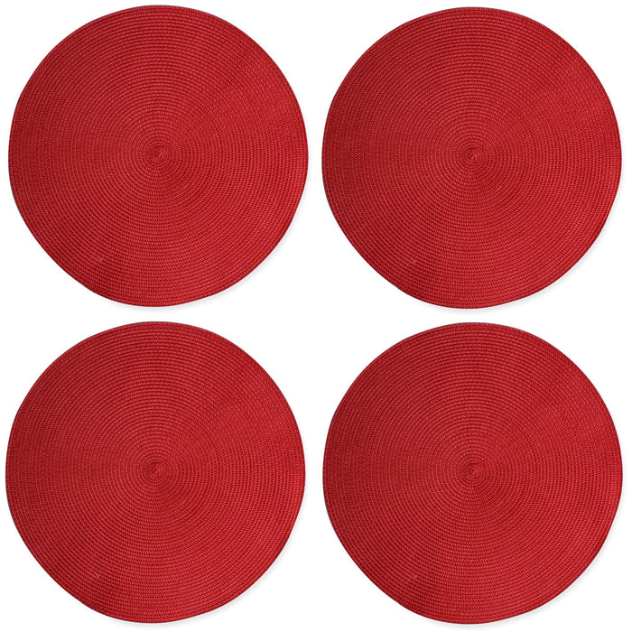 Red Round Woven Placemats - Set of 4