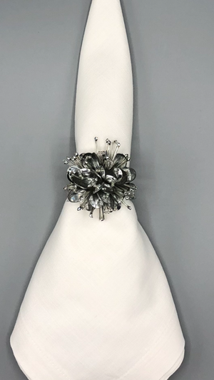 Assorted Bone China Flower Napkin Ring - Set of 4